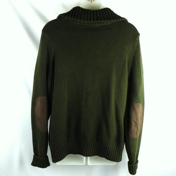 Ralph Lauren Knit Cardigan Button Down Green Brown Elbow Patch 1X - Picture 5 of 7